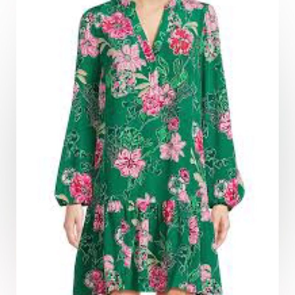 Lilly Pulitzer Size 4 Green Floral Dress V Neck